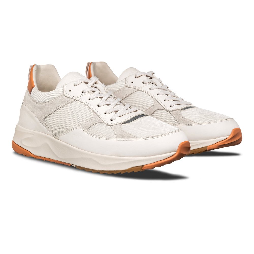 CLAE TOPANGA Sneakers Mens USA720-H45 In White Leather Tangerine